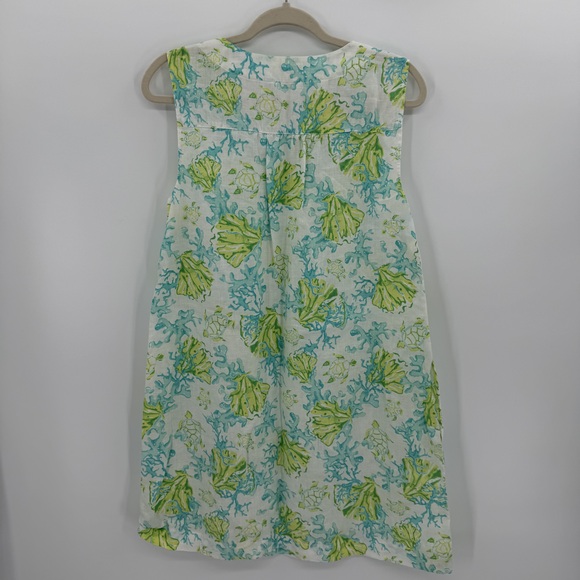 J.Jill Love Linen Shift Dress Womens Small Sleeveless V-Neck Turtle Seashell - Picture 2 of 11